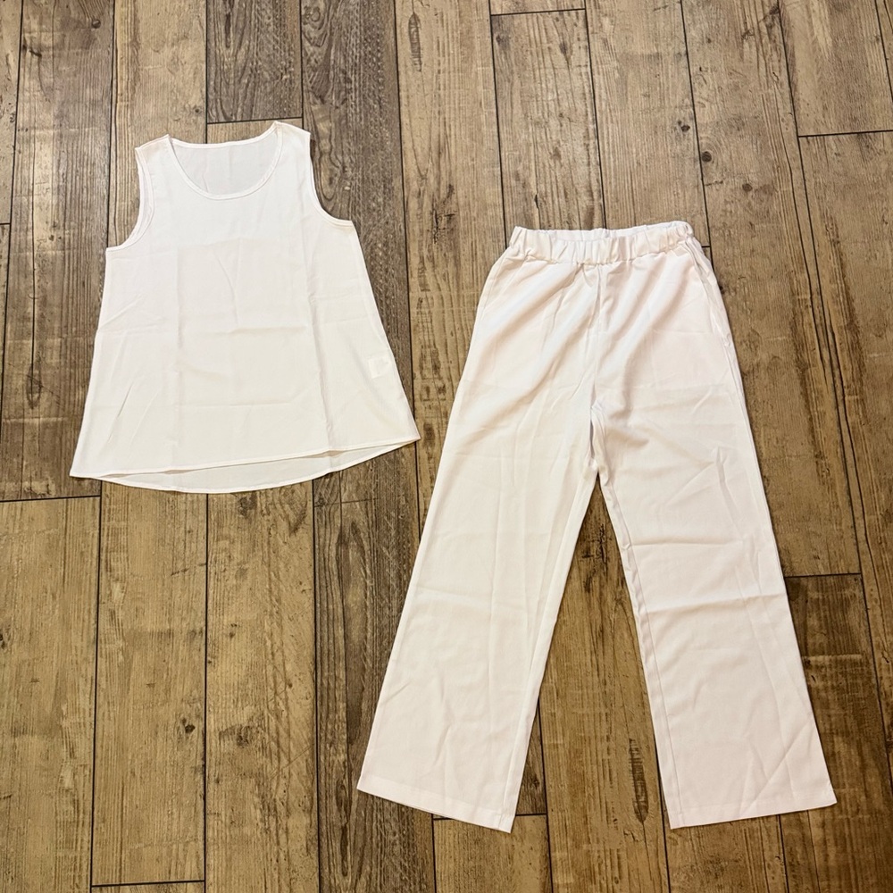 Cream Sleeveless Top and Pants Set